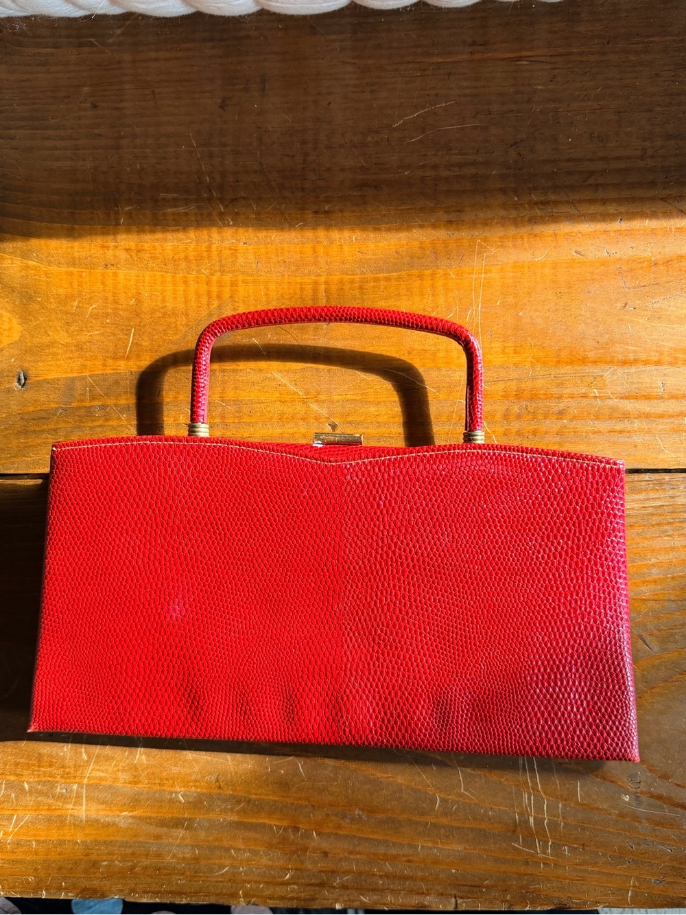 Vintage red leather handbag